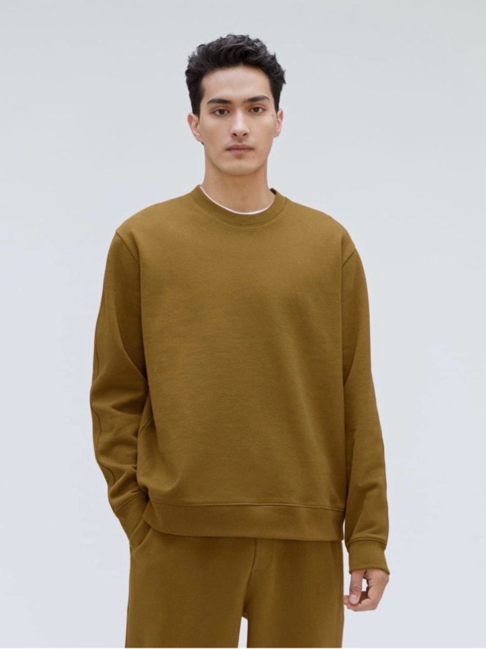 3 Everlane Unisex Crewneck Sweatshirts in Ochre, Grey & Olive (bundle of 3)